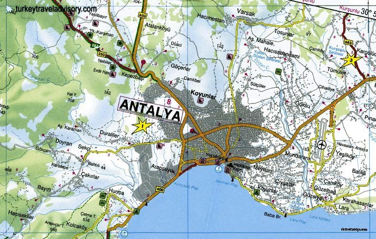 Antalya Turkey Map