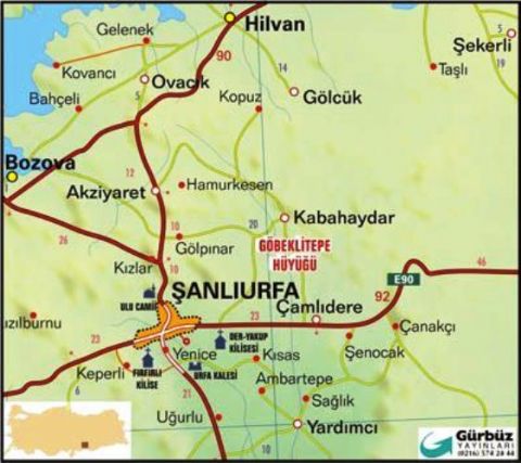 Gobeklitepe Map, Mapof GÃ¶beklitepe, Urfa Map, Map of Urfa, south Turkey map